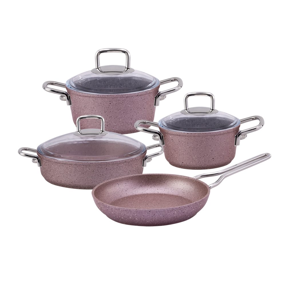 Emsan Premium Granit 7 Parça Tencere Seti Golden Pink Metal