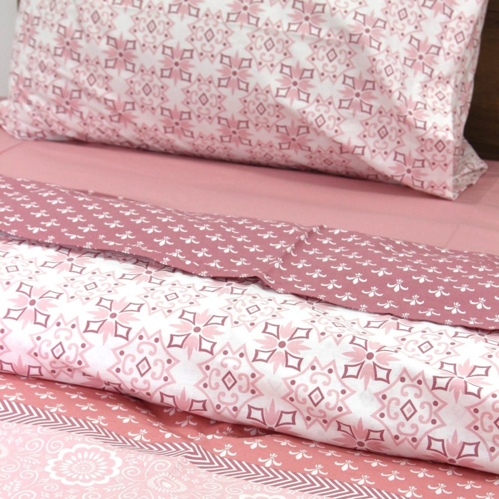 Pembe Geometrik Nevresim Takımı Tek Kişilik - Görsel 2