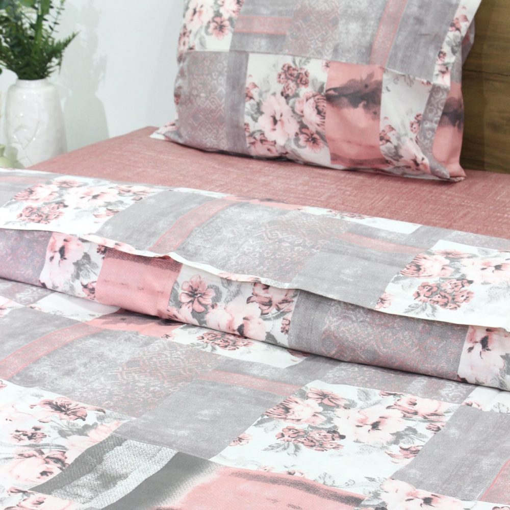 Yavruağzı Gri Patchwork Tek Kişilik Nevresim Takımı