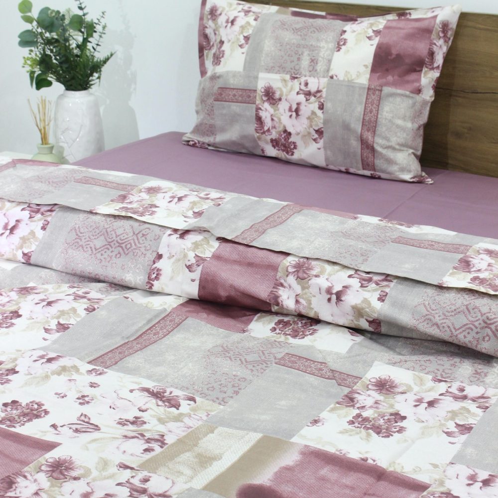 Mürdüm Bej Patchwork Tek Kişilik Nevresim Takımı