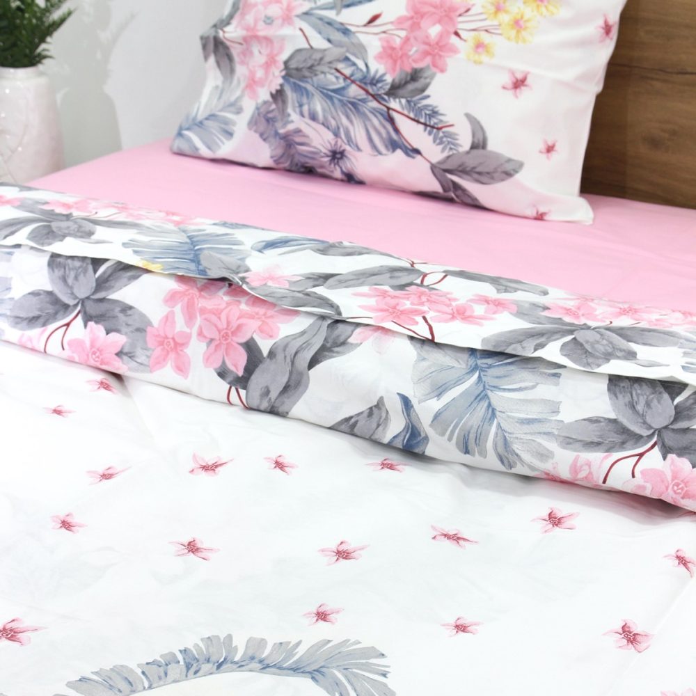 Pembe Soft Çiçekler Tek Kişilik Nevresim Takımı