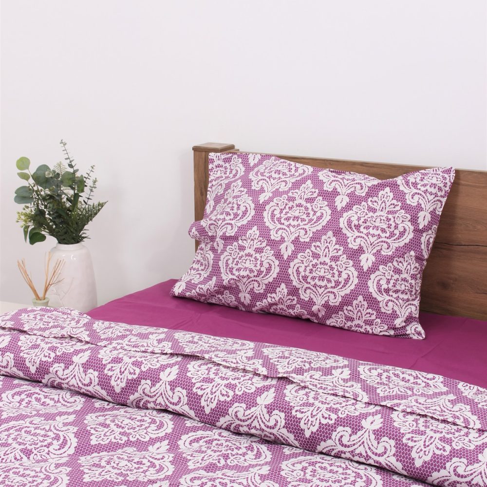 Mor Damask Tek Kişilik Nevresim Takımı
