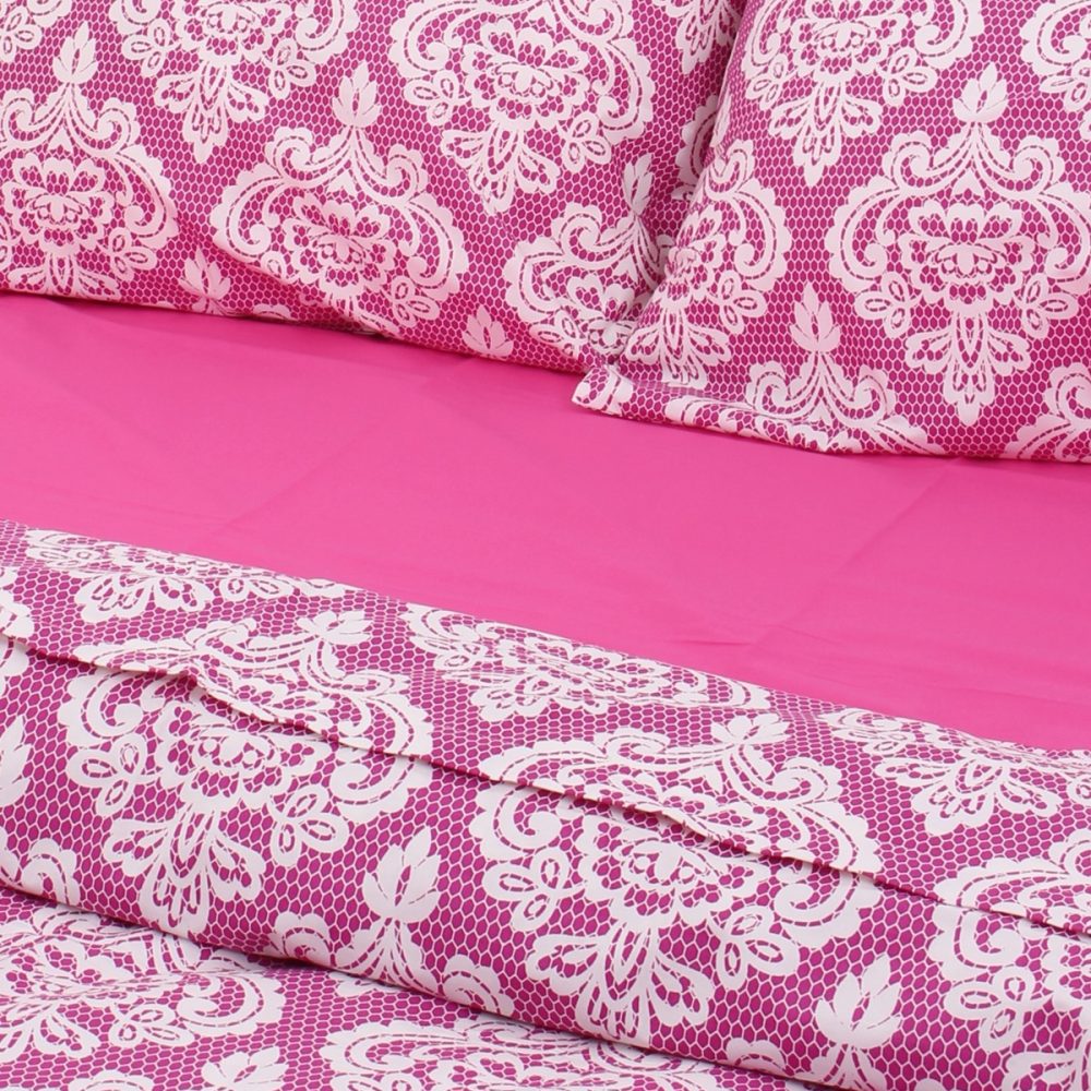 Fuşya Damask Çift Kişilik Nevresim Takımı - Görsel 2