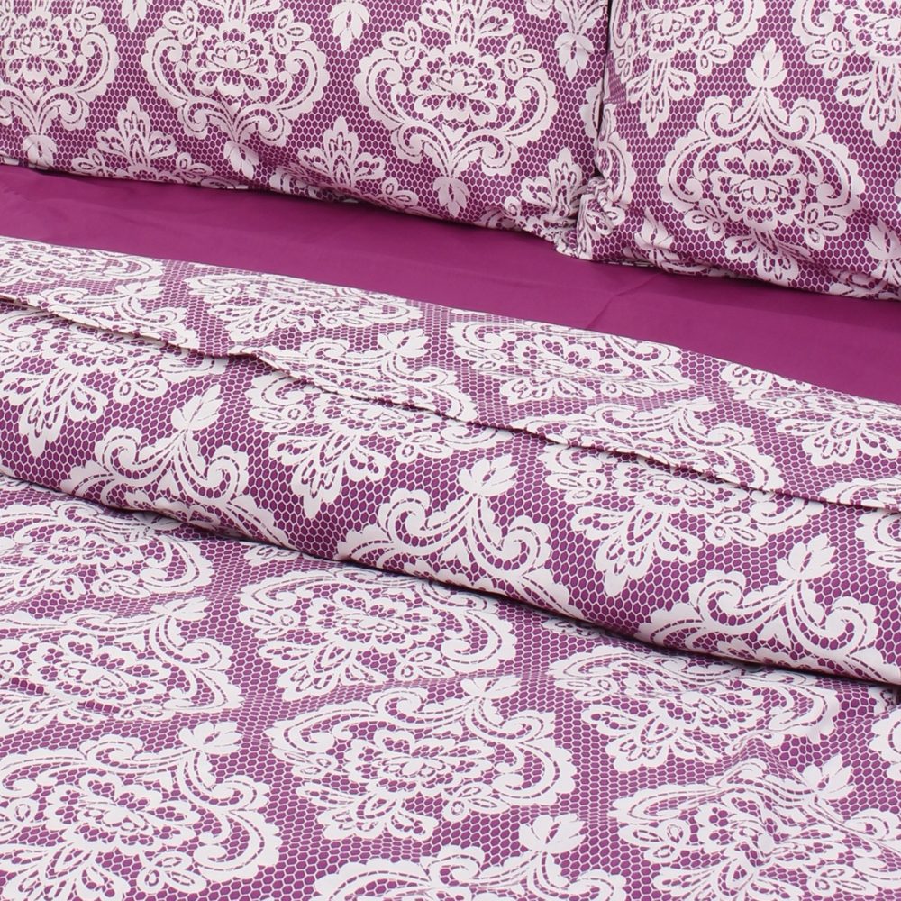 Mor Damask Çift Kişilik Nevresim Takımı - Görsel 2