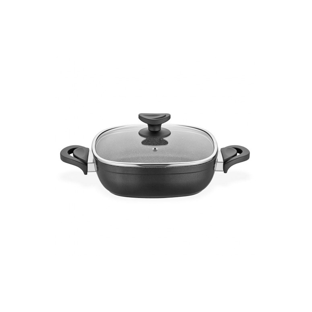 Schafer Gastronomıe Granit Basık Tencere 28 cm Siyah